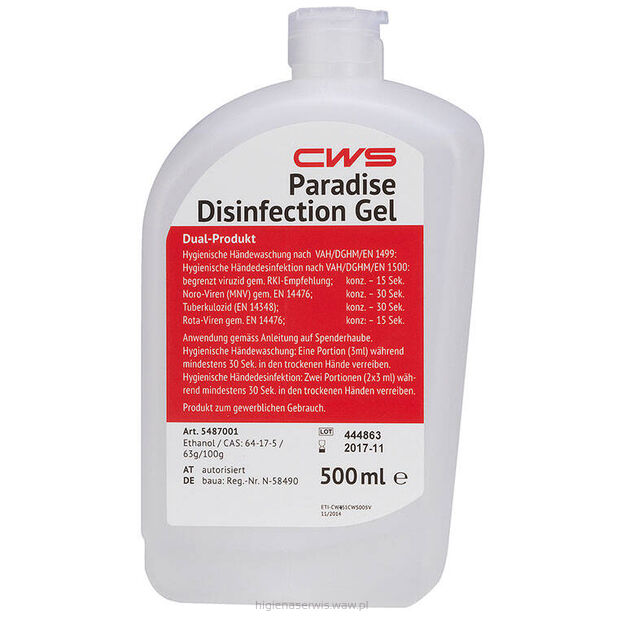 Żel do dezynfekcji rąk CWS 500 ml